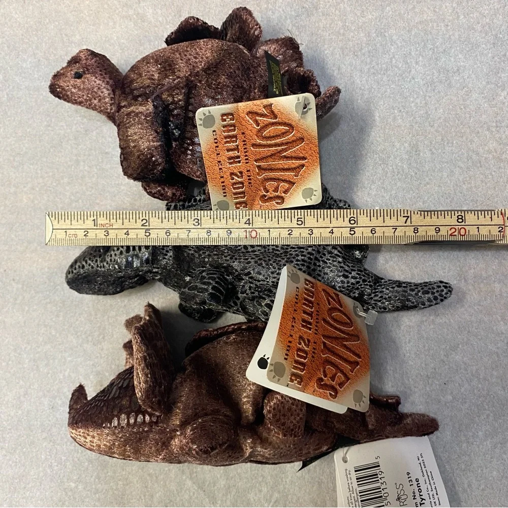 Vintage Zonies Earth Zone Collection Dinosaurs Plush Stego Tyrone Dimi 1996 NWT